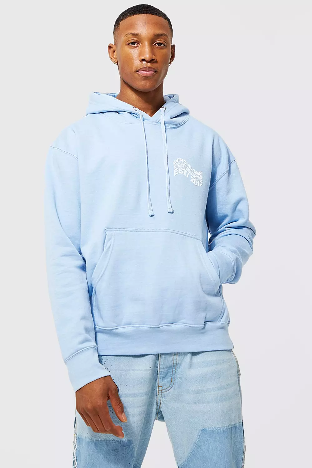 Boohooman light blue hoodie hotsell
